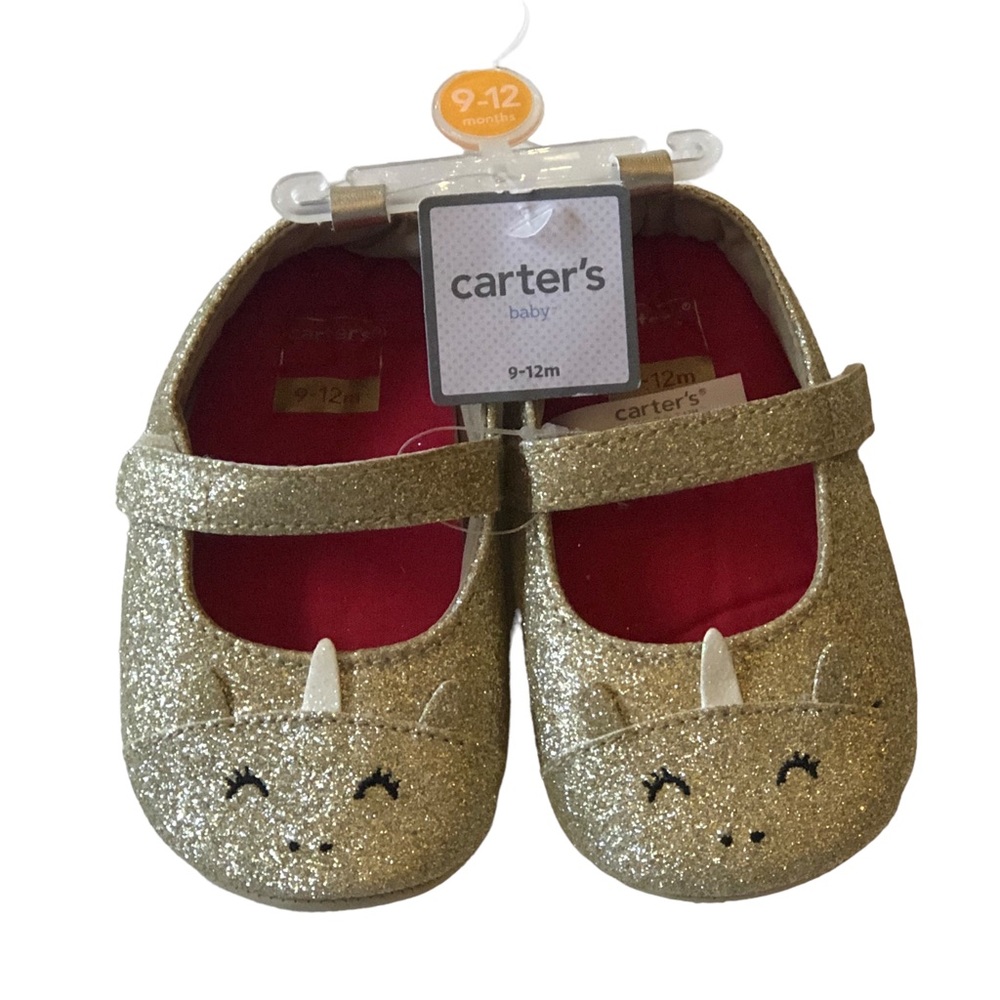 Carters Gold Unicorn Infant Mary Janes 9-12 months